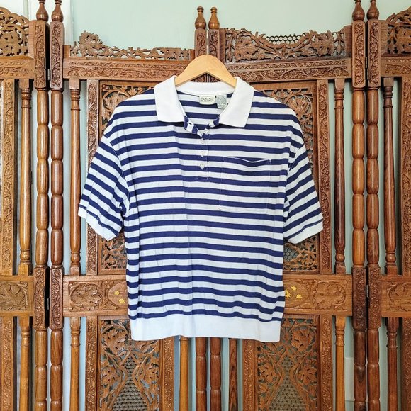 Vintage 80's Striped Boxy Polo - Picture 1 of 6